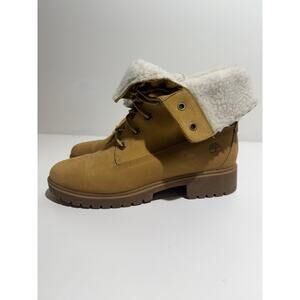 Timberland Jayne Teddy Fleece Fold Down Boots Wheat Nubuck Women’s 9.5